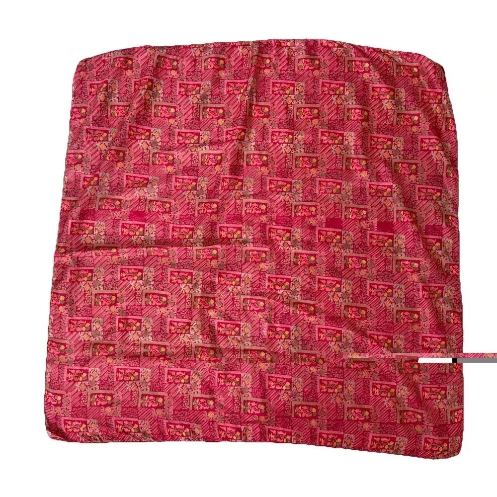 Silk‎ Square Scarf Colorful Lightweight Quiet Luxury Travel Vacation Block Print
